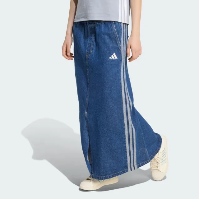 【adidas 愛迪達】運動 休閒 長裙 女裙 ST DNM WSH SK(KV0621)