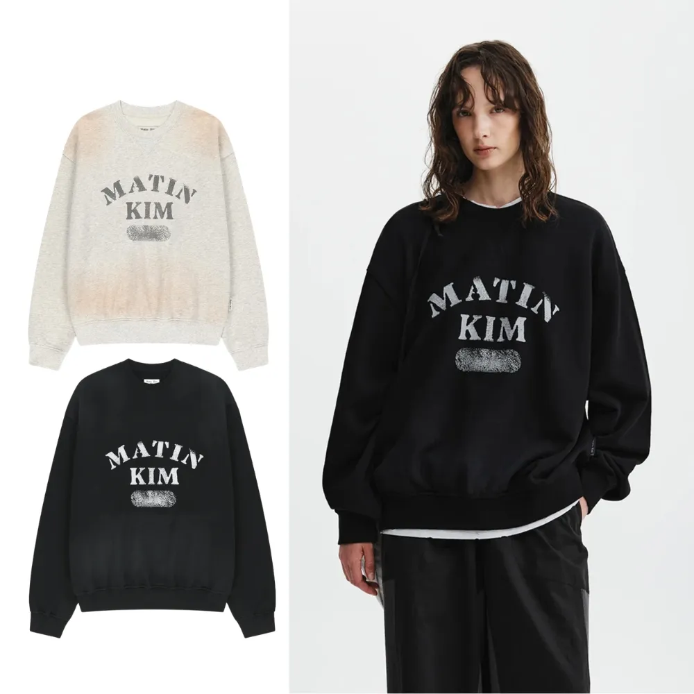 【MATIN KIM】官方旗艦 復古噴染LOGO大學T(多款任選)