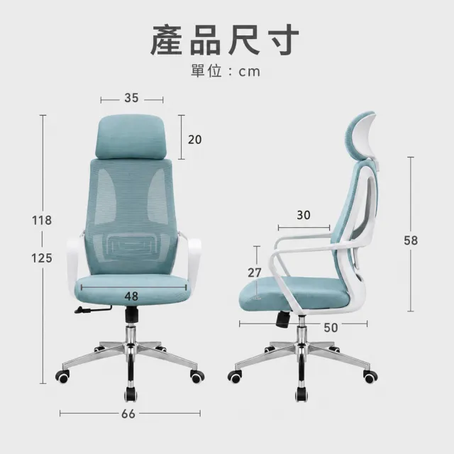 【C-FLY】流風回雪高背人體工學網椅｜升降頭枕｜護腰支撐｜透氣坐墊（辦公椅/電腦椅/主管椅）
