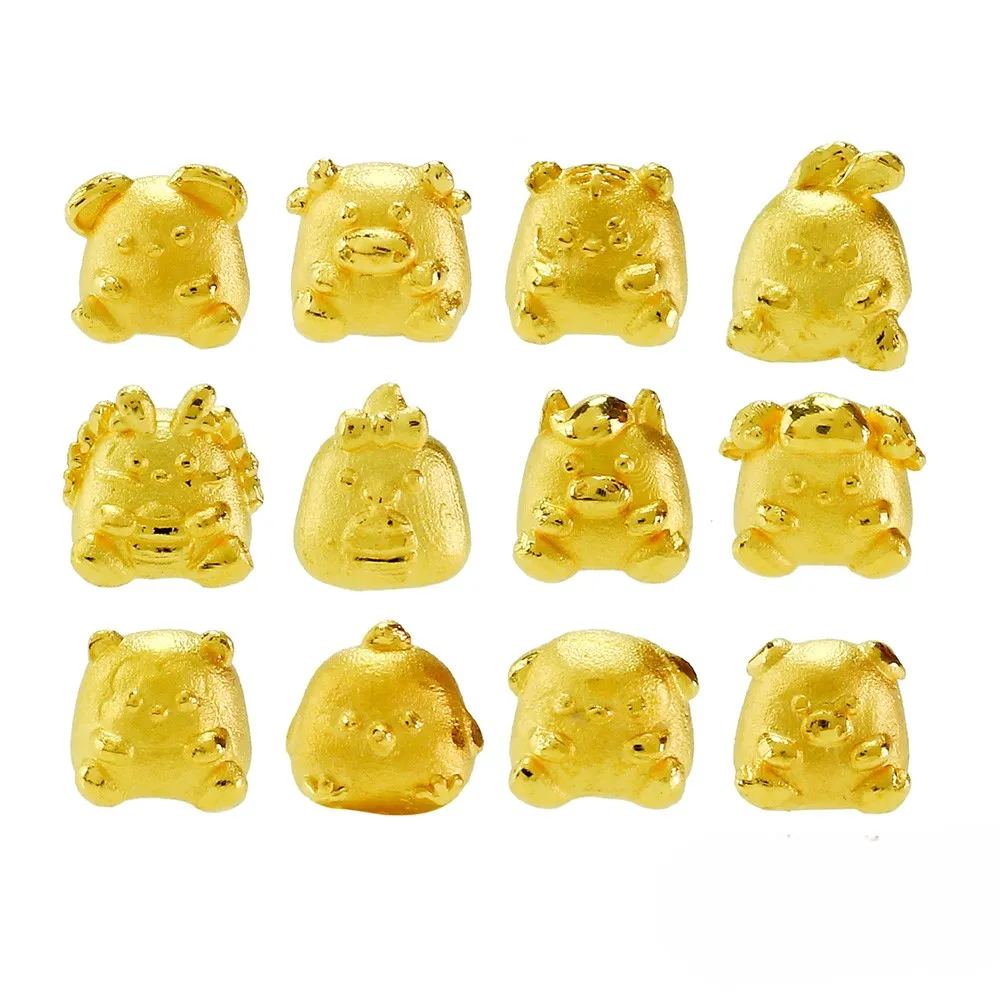 【2sweet 甜蜜約定】純金金飾12生肖立體小金豆一組附壓克力架-約重3.60錢(彌月禮 收藏金品 送禮)