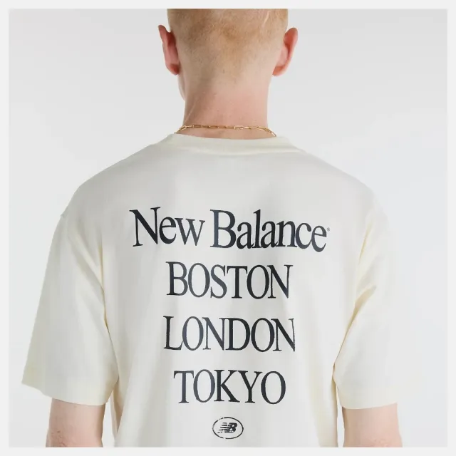 【NEW BALANCE】NB 短袖上衣 男 寬鬆版型 美規 米白 MT6216IHAGA