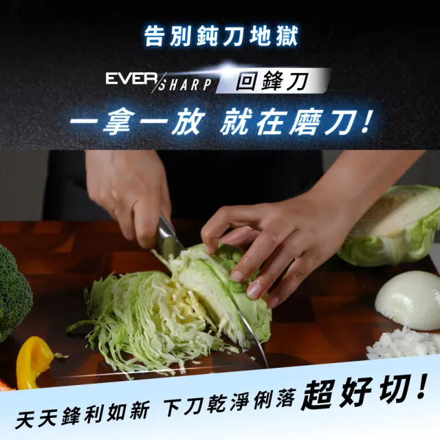 【Tefal 特福】Eversharp pro回鋒刀具五件組/含自動磨刀座(募資破300萬)