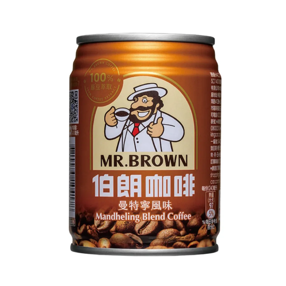 【金車/伯朗】曼特寧風味咖啡240mlx24入/箱(有糖 )