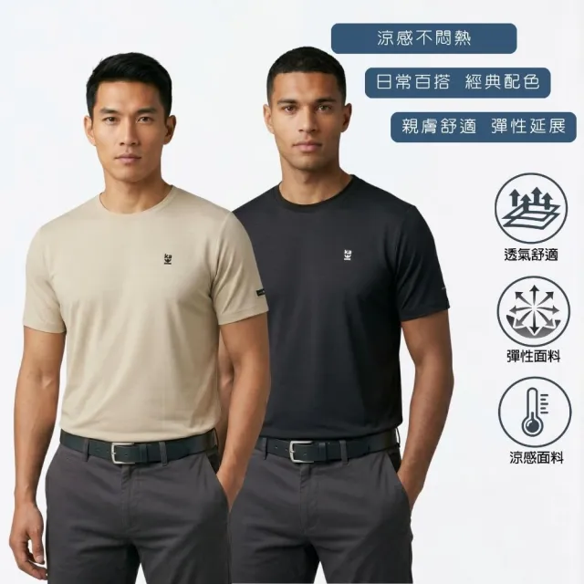 【Kinloch Anderson】金安德森男裝 涼感透氣彈性圓領短袖T恤(男/機能面料/觸感冰涼/經典百搭/多色任選)