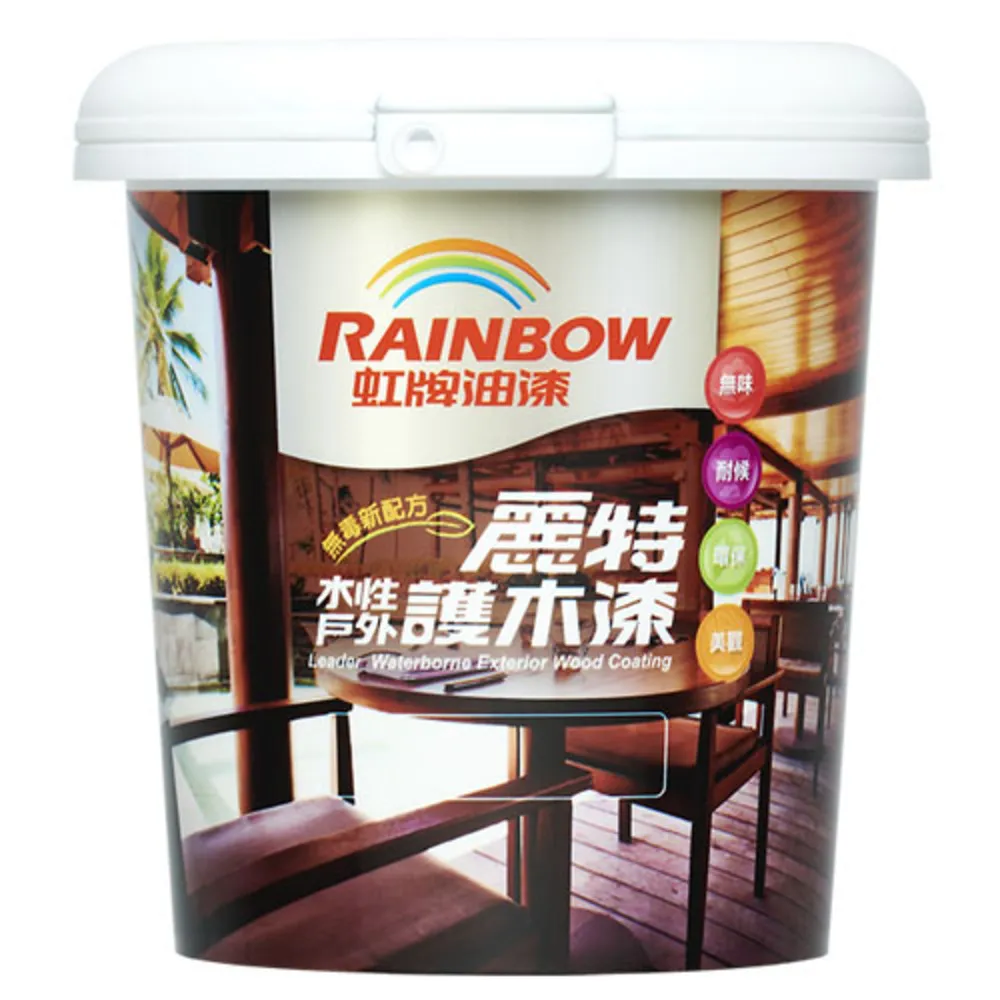 【虹牌】YOT-705水性戶外護木漆啞光透明 1L