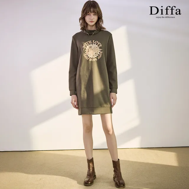 【Diffa】Difference領抽繩連身洋裝-女