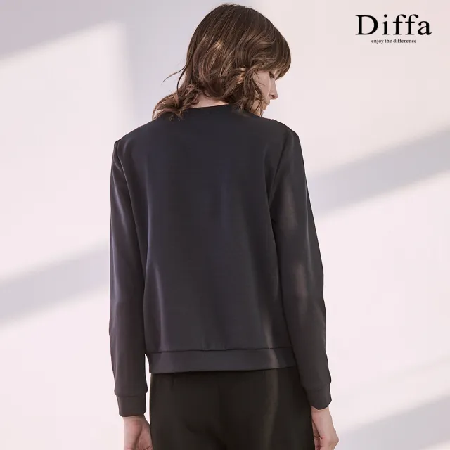 【Diffa】簡約異素材拼接針織衫-女
