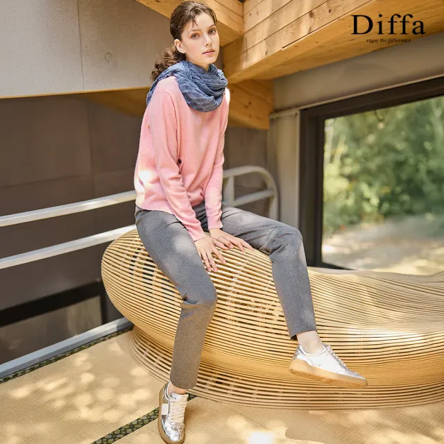 【Diffa】前襬開釦毛衣-女
