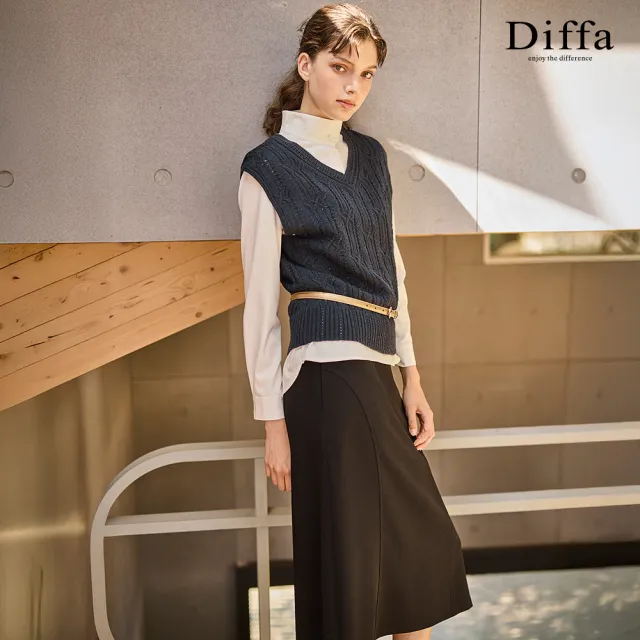【Diffa】兩穿背心毛衣-女