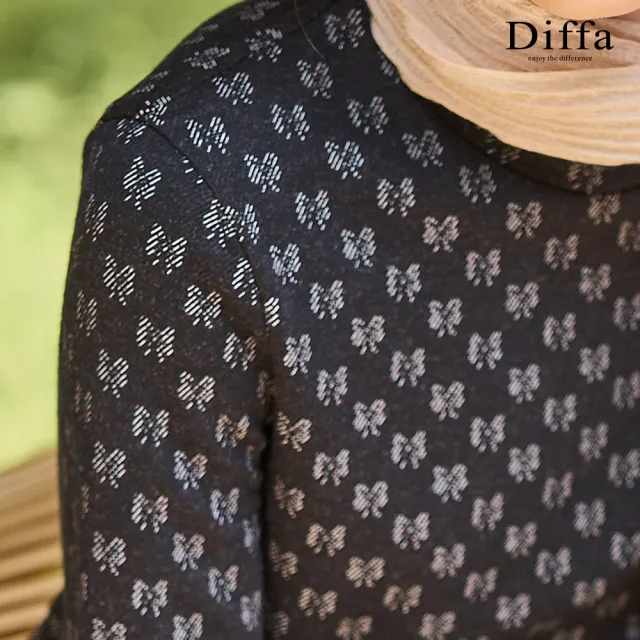 【Diffa】蝴蝶結織紋針織衫-女