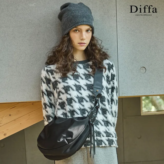【Diffa】千鳥格織紋針織衫-女
