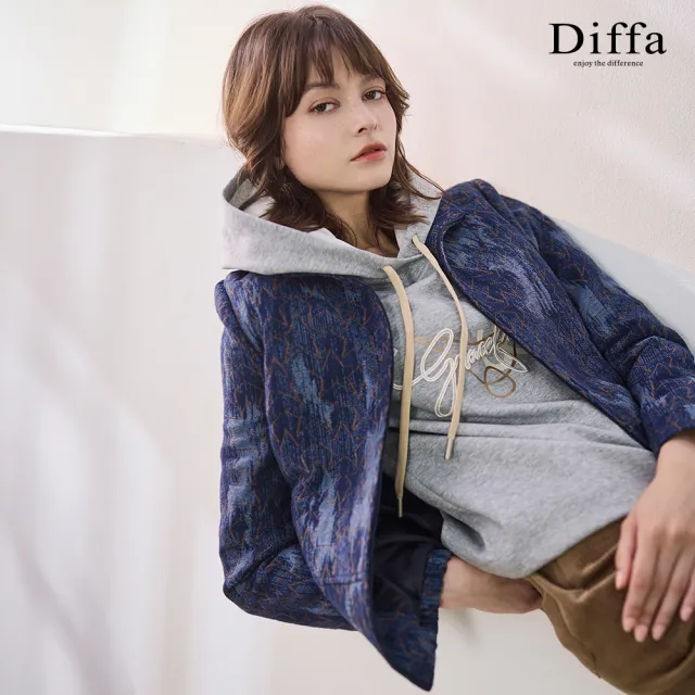 【Diffa】星星織紋立領外套-女