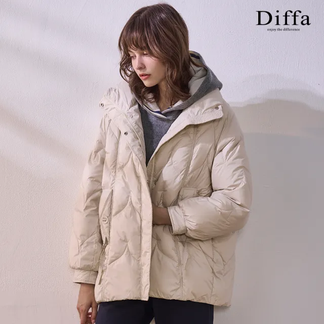 【Diffa】淺灰連帽針織衫-女