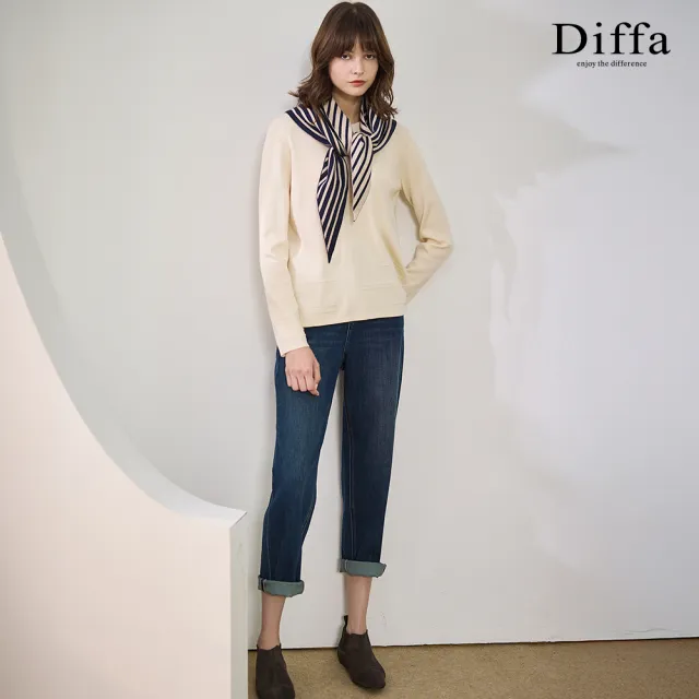 【Diffa】刷色合身牛仔褲-女(丹寧)