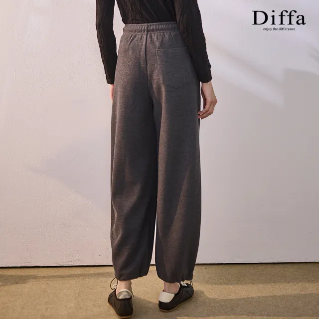 【Diffa】鬆緊腰抽繩針織長褲-女