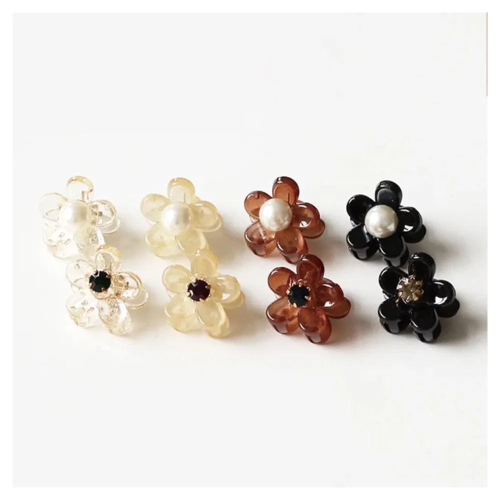 【NANA】娜娜 韓系網珍珠小花抓夾小號6入組隨機出 NA06251(小花抓夾 髮夾)