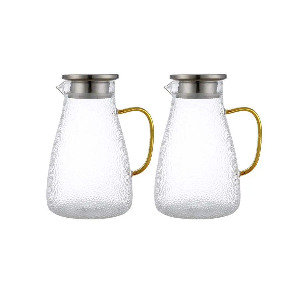 【日本FOREVER】耐熱玻璃錘紋款把手水壺1800ML(買一送一)