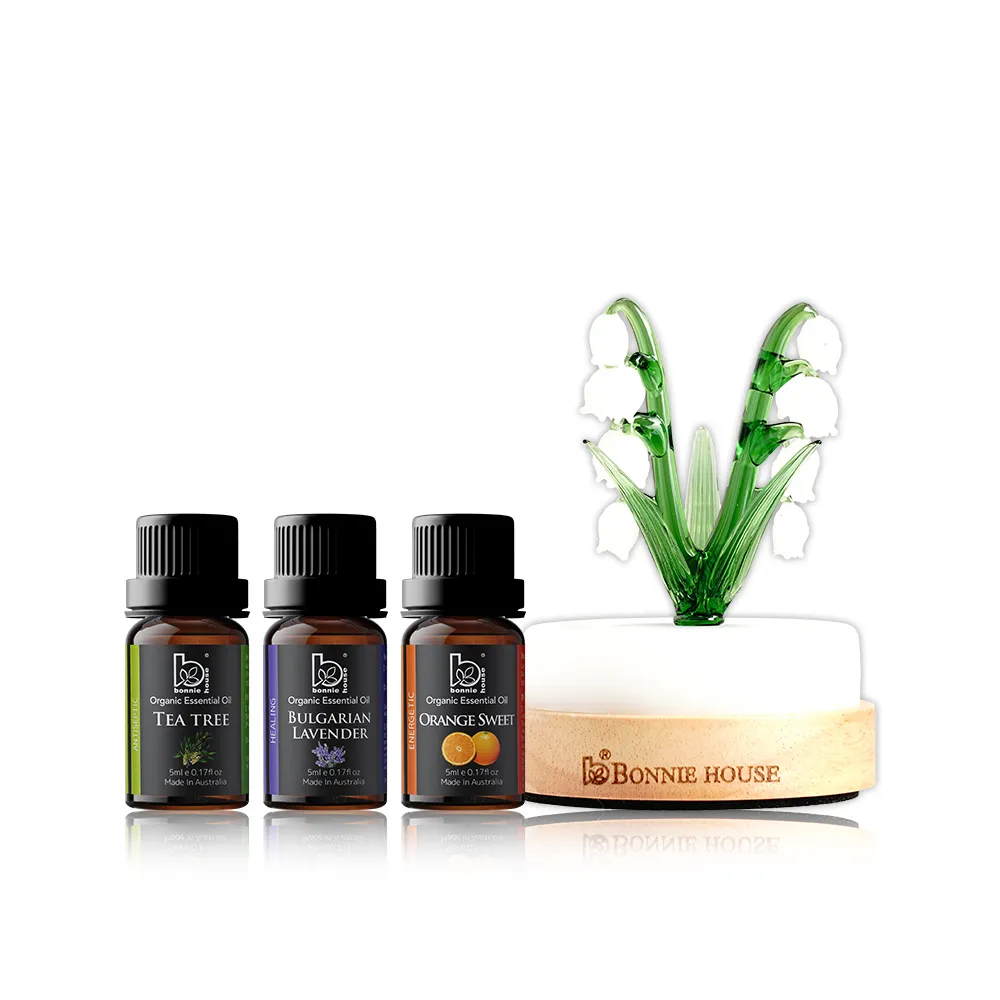 【Bonnie House 植享家】雙有機精油5ml（任選3入）＋手工鈴蘭恆溫擴香儀