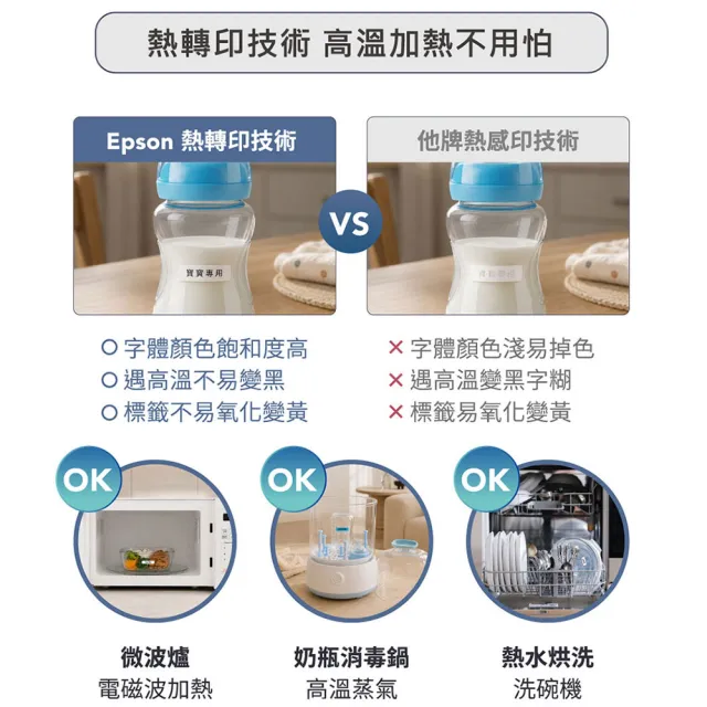 【EPSON】官方直營 緞帶款標籤帶任選x3★LW-C650GR 智慧藍牙芝麻標籤機