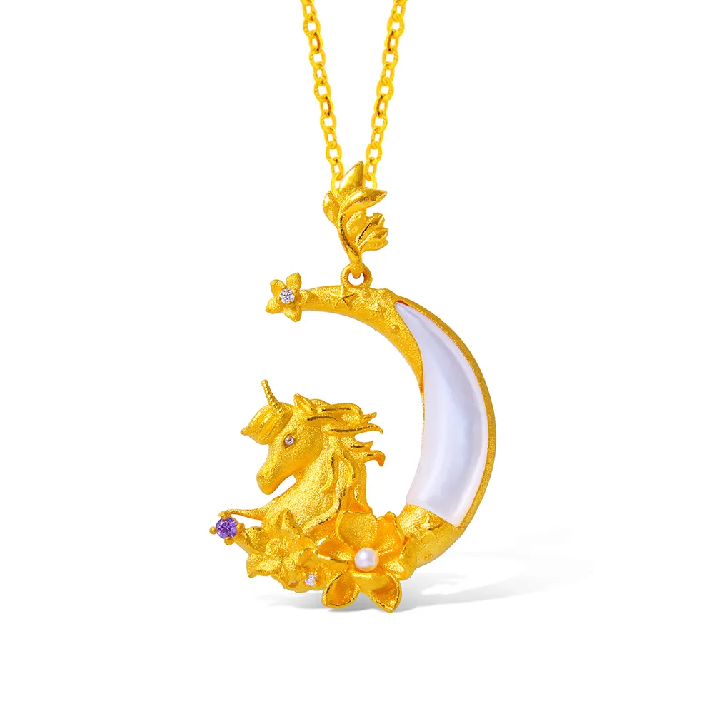 【GJS 金敬順】黃金墜子 星星 獨角獸 中性款(金重:1.94錢/+-0.03錢)