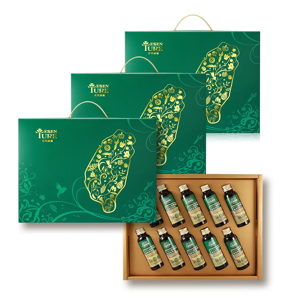 【ESSENTURE 大漢酵素】七福果綻禮盒V52蔬果酵素 3盒組(60ml*10瓶/盒 禮盒 年節禮盒 保健禮盒)