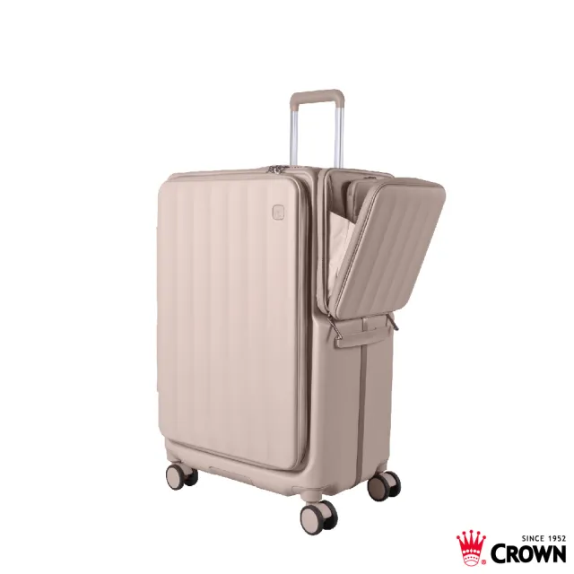 【CROWN 皇冠】WAVE 29吋 側袋磁吸行李箱 (前開式/拉桿箱/旅行箱/密碼鎖)