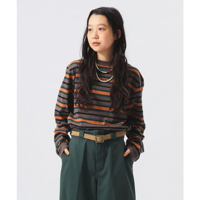 【BEAMS】官方旗艦館 BEAMS BOY / 女裝 刺繡 橫條紋 長袖 T恤