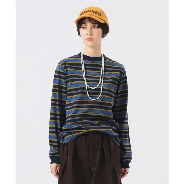 【BEAMS】官方旗艦館 BEAMS BOY / 女裝 刺繡 橫條紋 長袖 T恤