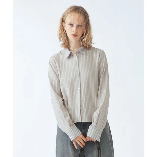 【BEAMS】官方旗艦館 Ray BEAMS / 女裝 直條紋 拼接 襯衫