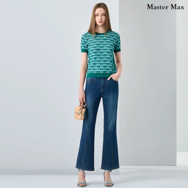 【Master Max】口袋愛心浮雕印花顯瘦牛仔小喇叭(8613033)