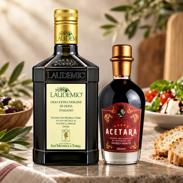 【Laudemio】森米西爾 小騎士 特級冷壓初榨橄欖油250ml+Acetara巴薩米克醋五星紅標250ml 油醋組雙11