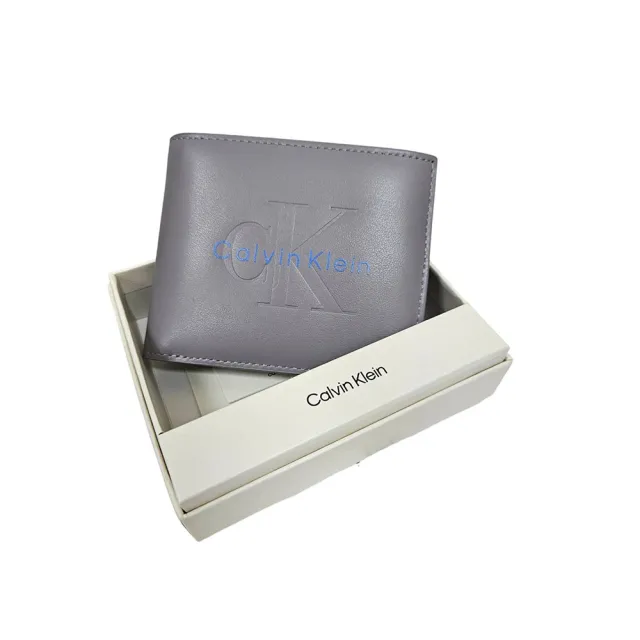 【CALVIN KLEIN】CK小圓標/撞色壓印零錢袋雙折短夾零錢禮盒組送禮原廠紙袋