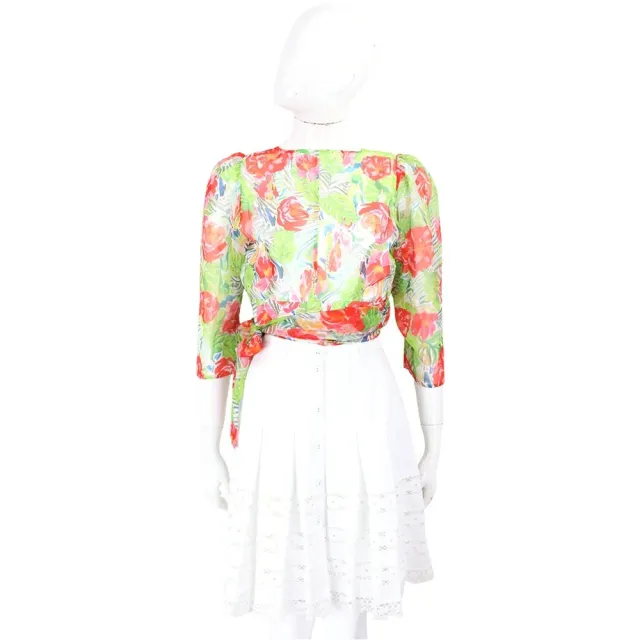【Blumarine 布魯瑪琳】白色蕾絲花邊 A字中長裙(義大利精品 Jisoo私服品牌)