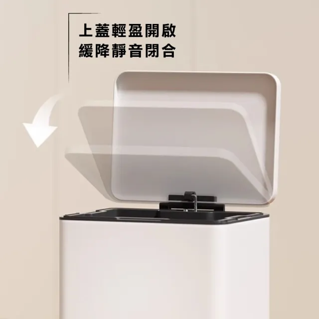【ONE HOUSE】格拉斯高質感靜音緩降 401不鏽鋼垃圾桶-25L 平蓋/弧蓋 任選 1入(踩踏垃圾桶/緩降垃圾桶)