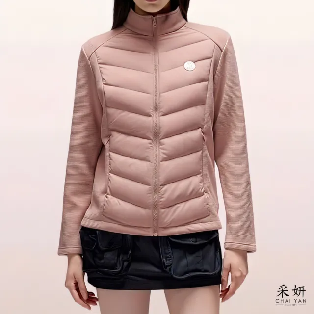 【CHAI YAN 采妍】厚華夫格拼接鋪棉外套(秋冬女裝/中大尺碼/休閒/刷絨/保暖/蓄熱/加厚)