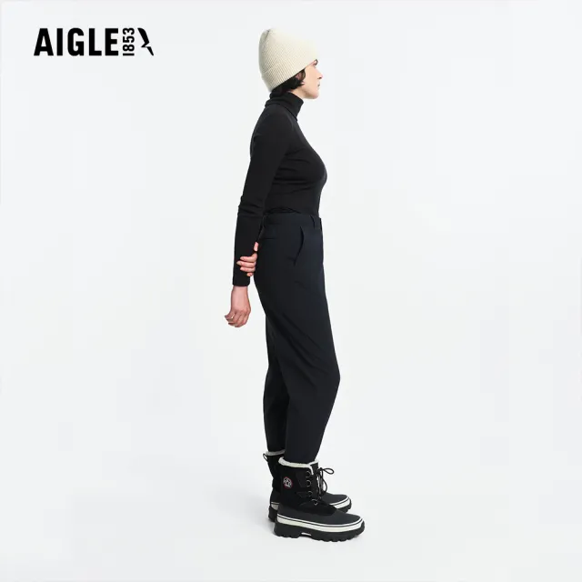 【AIGLE】女 抗UV防潑保暖長褲｜AG-5A265A100 黑色(防曬 防風褲 保暖褲 彈性褲 防潑水 機能褲)