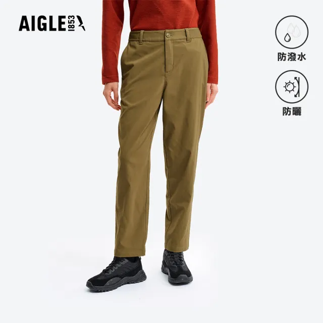 【AIGLE】女 抗UV防潑保暖長褲|AG-5A265A071 橄欖綠(防曬 防風褲 保暖褲 彈性褲 防潑水 機能褲)