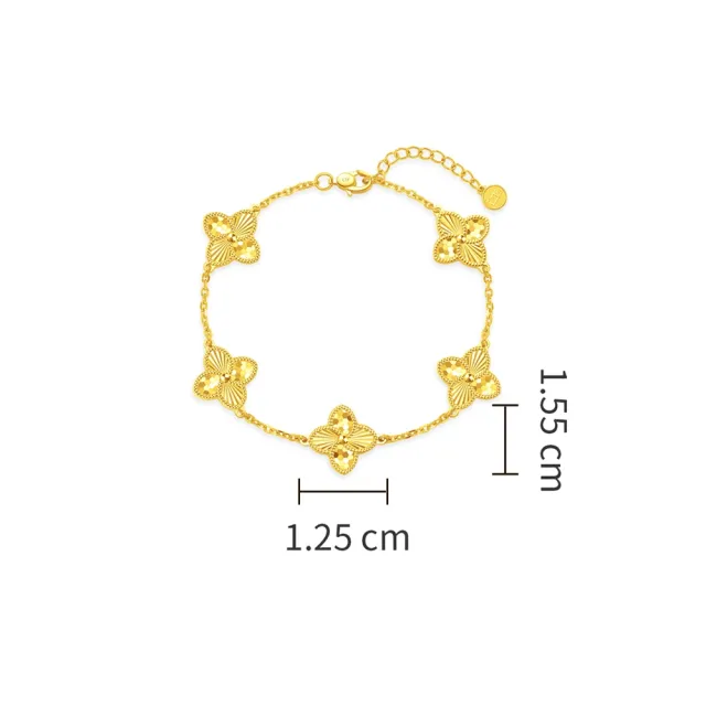 【周大福】ING系列滿天星四葉草黃金手鍊_計價黃金(鍊長16.25cm)