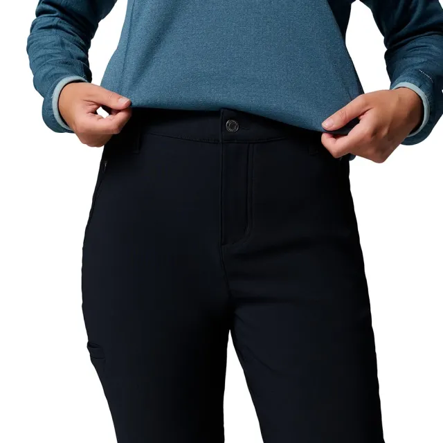 【Columbia 哥倫比亞】女款-防曬UPF50防潑保暖軟殼長褲-Warm Softshell Pant-黑色(UAR44190BK/KF)