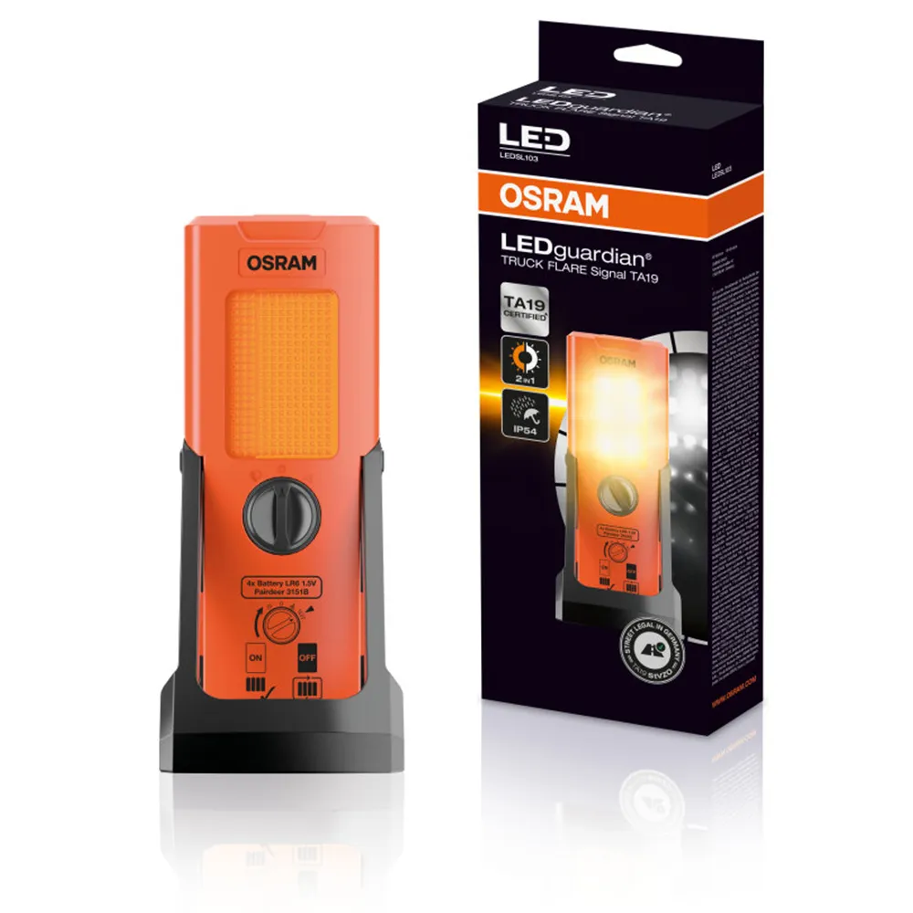 【Osram 歐司朗】LED立式警示燈 TA19(LED照明 / 警示閃爍兩用燈《買就送 傳輸線》)