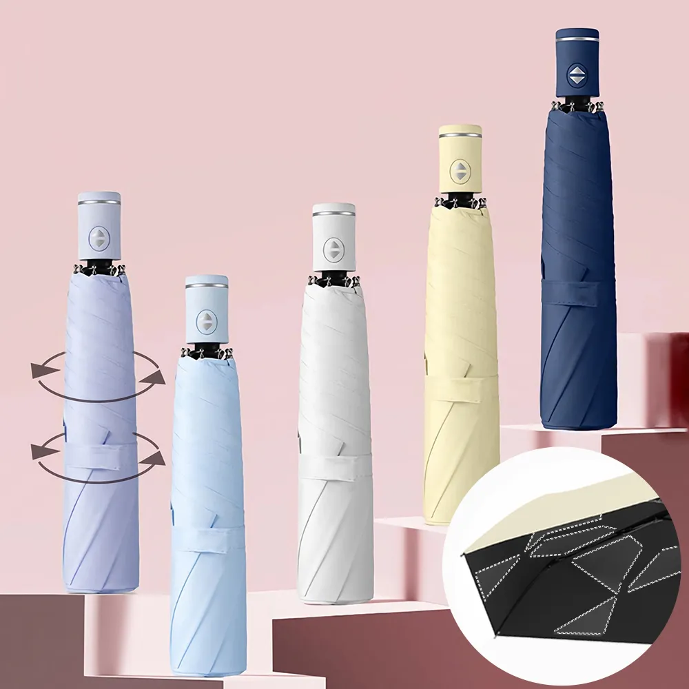 【Coloxy】2入 記憶完美瞬收防曬傘 傘面不皺 UPF50+黑膠遮陽超輕量自動傘 快速捲收迷你傘 摺疊晴雨傘