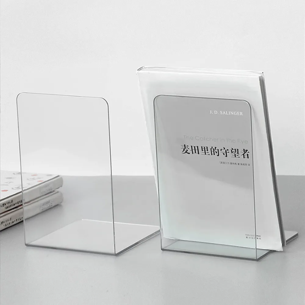 【E.dot】L型透明壓克力直立書架/書檔(單片) 