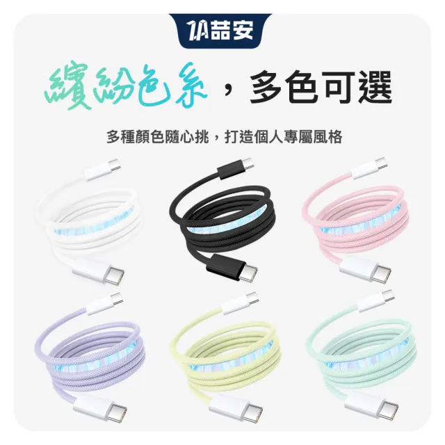 【ZA 喆安】USB2.0 Type-C to C磁吸編織充電線1m(適用iPhone 18/17/MacBook/iPad手機快充線)