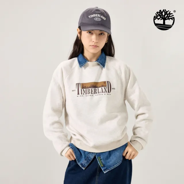 【Timberland】女款白色刷毛圓領長袖上衣(0YH5D546)