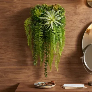 【HUGO DECO 榆果傢飾】森系空氣鳳梨蕨葉植生框(擬真植栽/擬真植物/遮電箱/居家佈置/壁面裝飾)
