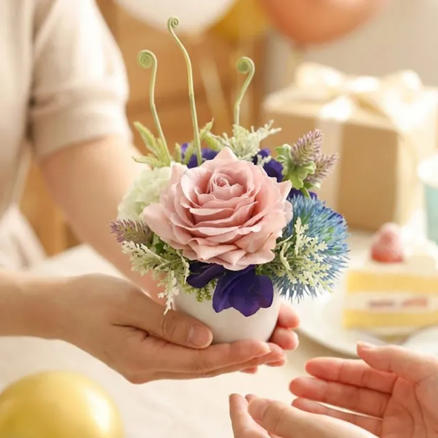【HUGO DECO 榆果傢飾】水感裸色玫瑰蕨芽香氛花飾(擬真花/香氛/花禮/桌花/永不凋零/聖誕節)