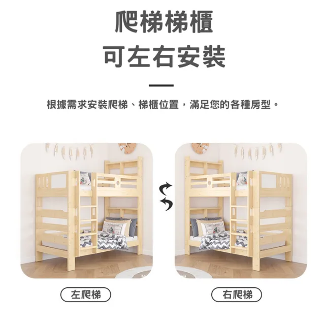 【HABABY】旗艦款上下舖 拼拼床爬梯款-上漆+10公分涼感記憶床墊套組(雙層床 含床墊套組 可拆分床)