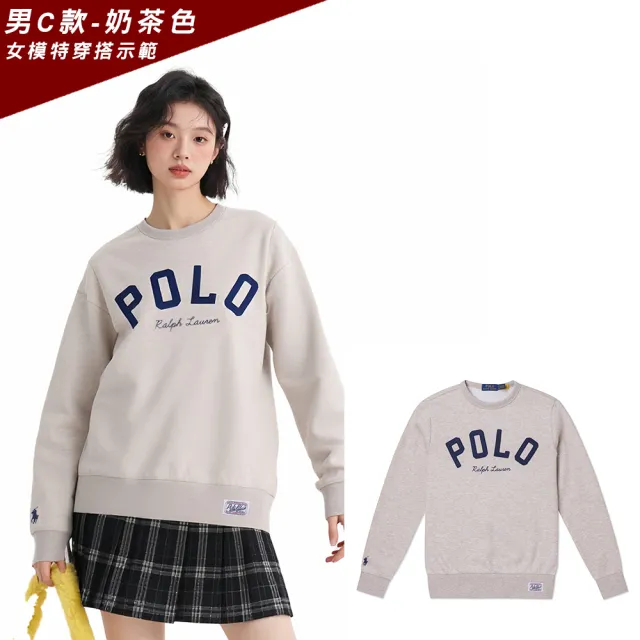 【RALPH LAUREN】RL POLO 經典刺繡小馬文字大學T恤-多色選(鋪棉款/保暖舒適/平輸品)