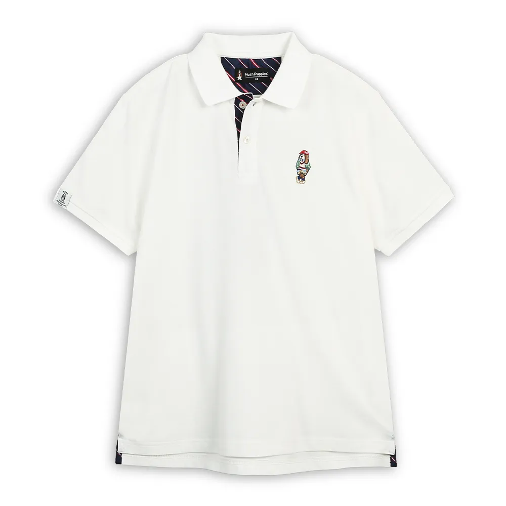 【Hush Puppies】男裝 POLO衫 棒球帽狗寬版POLO衫 (白色 / 63101101)