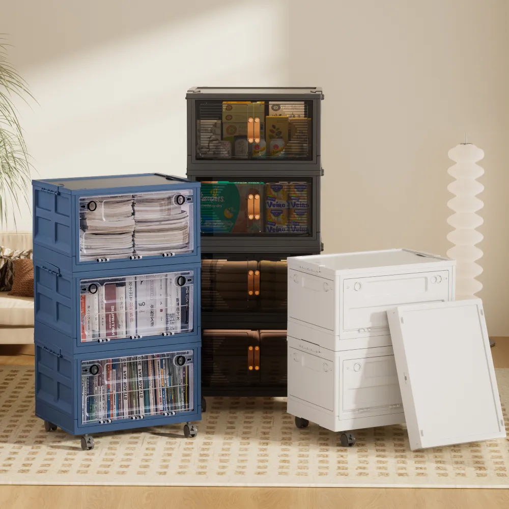【ONE HOUSE】50寬 125L 荷蘭風 多彩萬向輪摺疊收納櫃/收納箱-三層 1入(收納箱/收納架/置物櫃/置物架/層架)